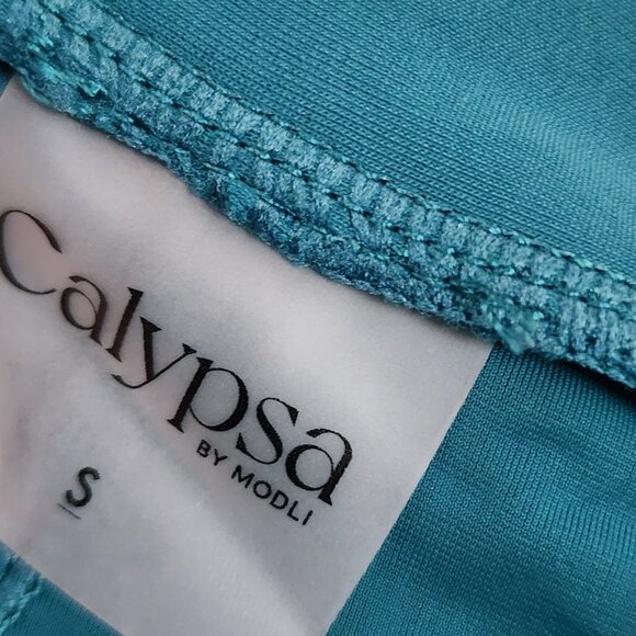 Calypsa by Modli Skirted Swim Leggings Capri Womens Size S Small Blue Modesty - Picture 2 of 5
